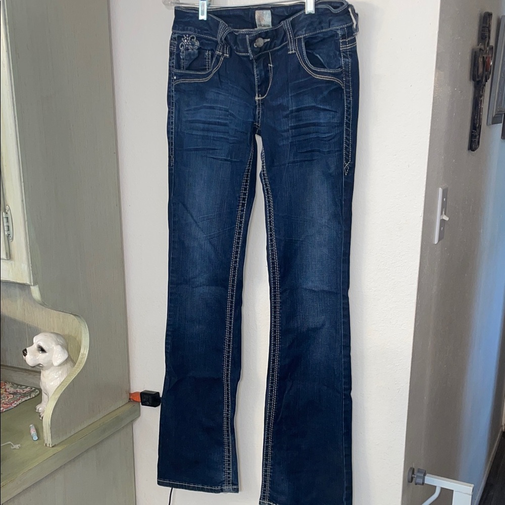 Ardene Dark Blue Flare Jeans with Contrast Stitching